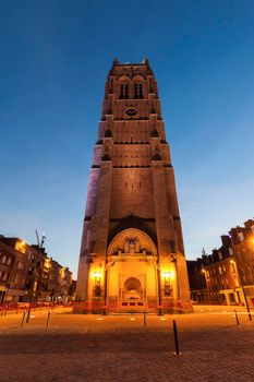Belfry of St Eloi Church in Dunkirk. Dunkirk, Hauts-de-France, France.