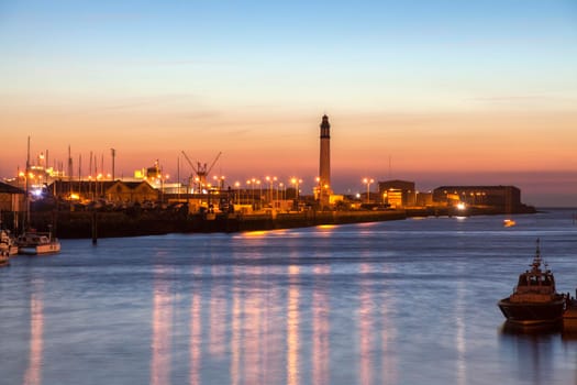 Lighthouse of Risban in Dunkirk. Dunkirk, Hauts-de-France, France.