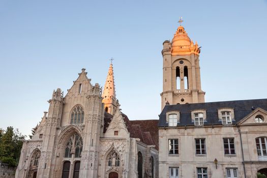 St Pierre Church in Senlis at sunset. Senlis, Hauts-de-France, France.