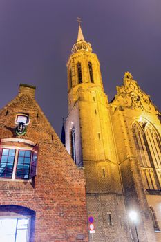 Church in Utrecht at dawn. Utrecht, South Holland, Netherlands.