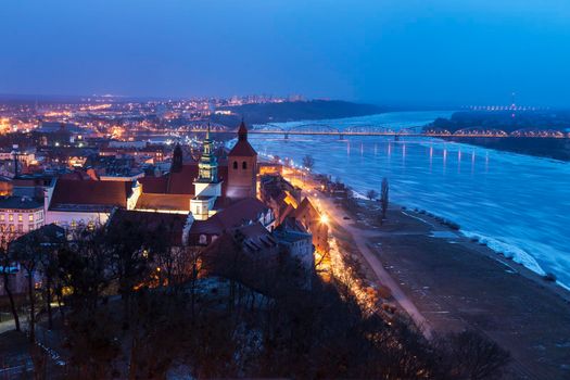 Old town of Grudziadz at night. Grudziadz, Kuyavian-Pomeranian Voivodeship, Poland.