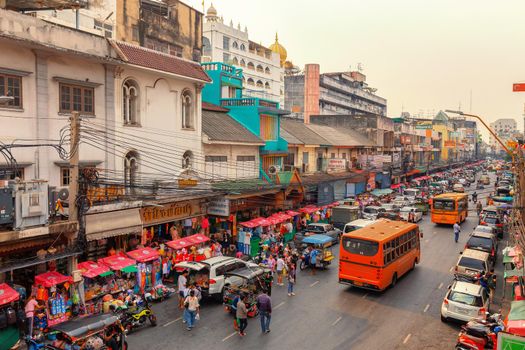 BANGKOK, THAILAND - 22 Dec 2018  : Ancient style buildings. Wholesale fabric district. Is an Indian community area.
