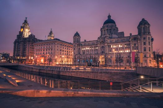 Royal Liver and Port of Liverpool Building in Liverpool. Liverpool, North West England, UK.