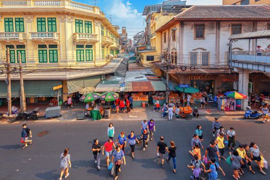 BANGKOK, THAILAND - 22 Dec 2018  : Ancient style buildings. Wholesale fabric district. Is an Indian community area.