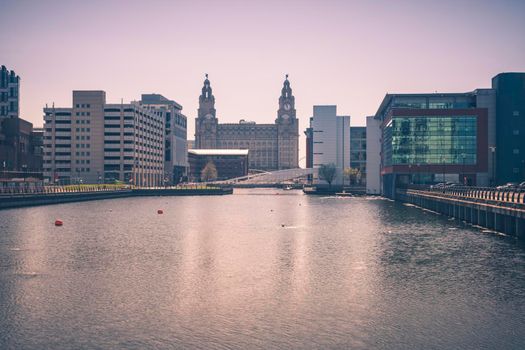 Royal Liver Building in Liverpool. Liverpool, North West England, UK.
