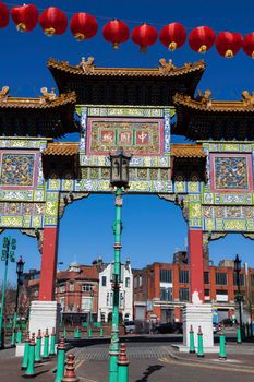 Chinese Arch - Nelson Street, Liverpool.  Liverpool, North West England, UK.