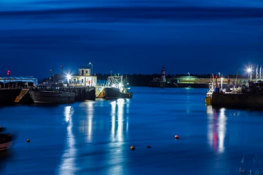 Port of Douglas and the lighthouse. Douglas, Isle of Man.