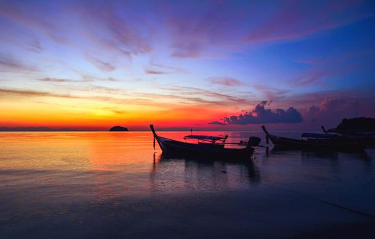 long-tailed boat on Bundhaya beach Koh LIPE Thailand