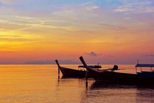 long-tailed boat on Bundhaya beach Koh LIPE Thailand