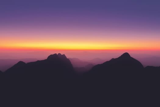 Mountain sunset sky, Doi Luang Chiang Dao, Thailand.