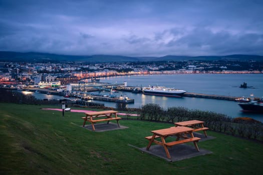 Panorama of Douglas on the Isle of Man. Douglas, Isle of Man.
