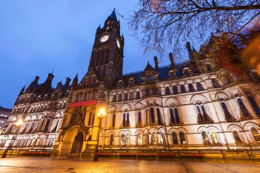 Manchester Town Hall at evening. Manchester, North West England, 
United Kingdom.
