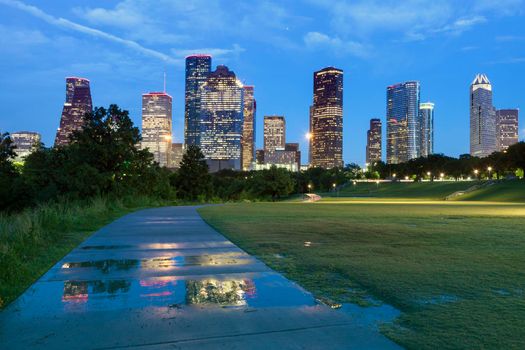 Panorama of Houston at night. Houston, Texas, USA.