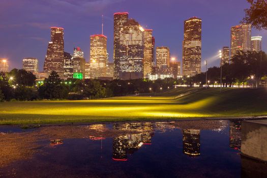 Panorama of Houston at night. Houston, Texas, USA.