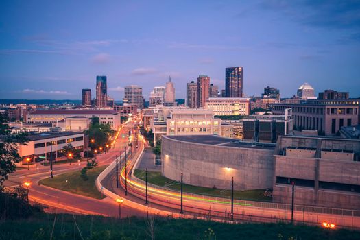 Panorama of St. Paul at sunset. St. Paul, Minnesota, USA.