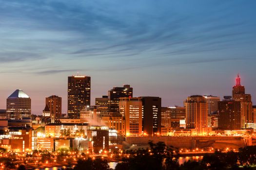 Panorama of St. Paul at evening. St. Paul, Minnesota, USA.
