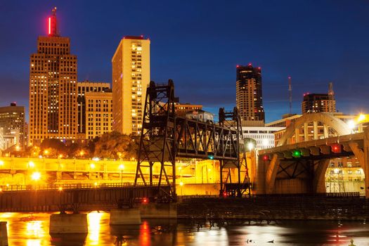 Panorama of St. Paul and Mississippi River. St. Paul, Minnesota, USA.