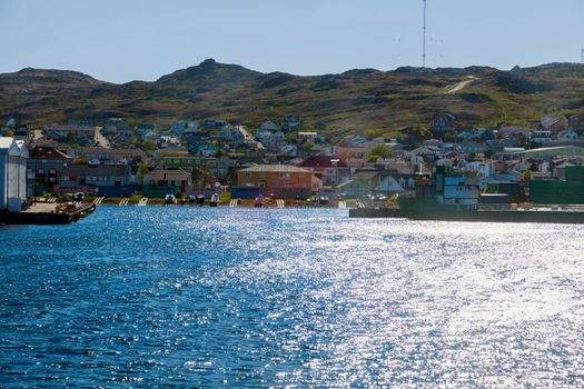 Saint Pierre panorama from the sea. Saint Pierre, Saint Pierre and Miquelon.