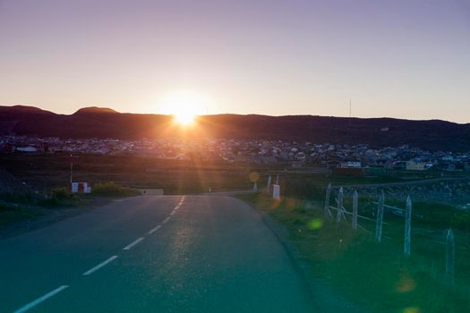 Saint Pierre panorama at sunset. Saint Pierre, Saint Pierre and Miquelon.