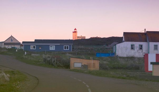Tete de Galantry Lighthouse in Saint Pierre at sunset. Saint Pierre, Saint Pierre and Miquelon.