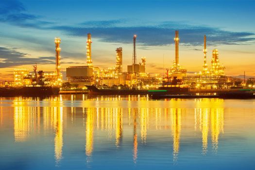 Oil refinery plant of petroleum or petrochemical industry production