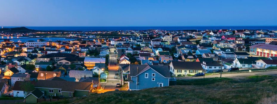 Saint Pierre panorama at nigth. Saint Pierre, Saint Pierre and Miquelon.