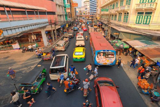 BANGKOK, THAILAND - 22 Dec 2018  :Ancient style buildings. Wholesale fabric district. Is an Indian community area.