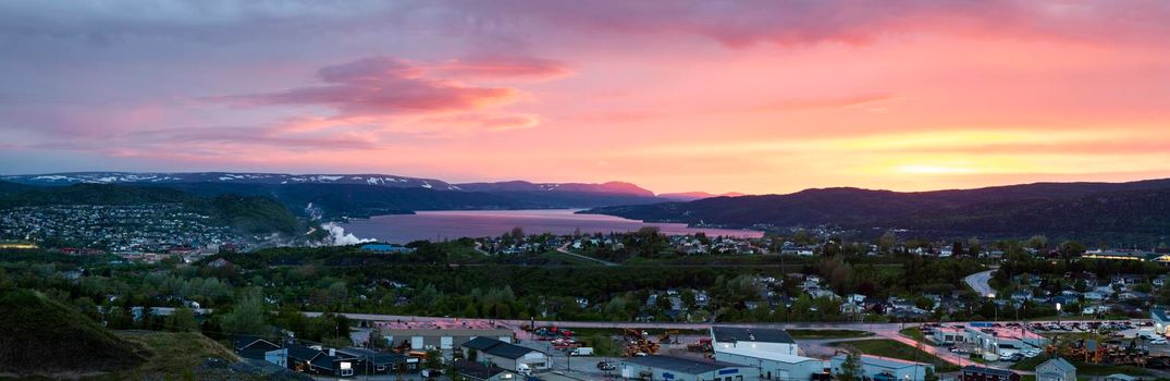 Corner Brook at sunset. Corner Brook, Newfoundland and Labrador, Canada.