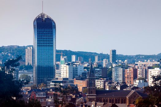 Panorama of Liege - aerial photo. Liege, Wallonia, Belgium.
