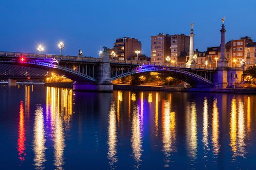 Fragnee Bridge in Liege. Liege, Wallonia, Belgium.