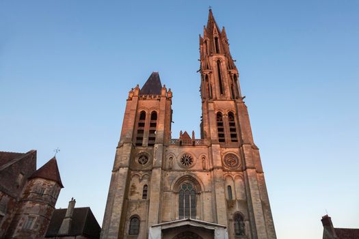 Senlis Notre Dame Cathedral at sunset. Senlis, Hauts-de-France, France.