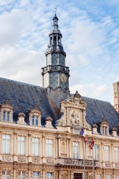 Reims City Hall at sunset. Reims, Grand Est, France.