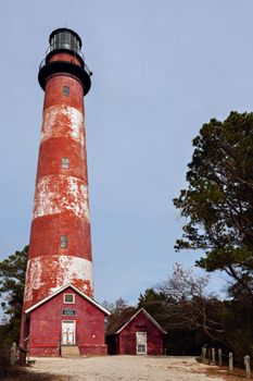 Assateague Lighthouse in Virginia. Chincoteague, Virginia, USA.