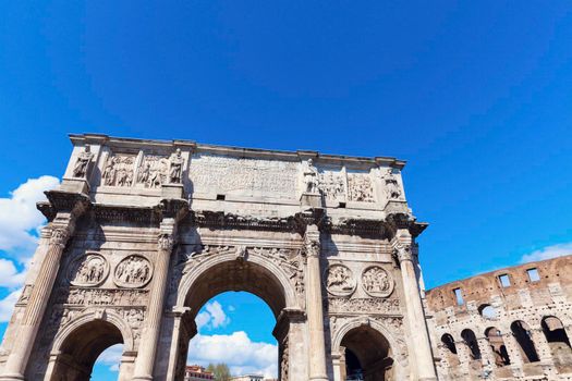 Arch of Constantine and Colosseum. Rome, Lazio, Italy