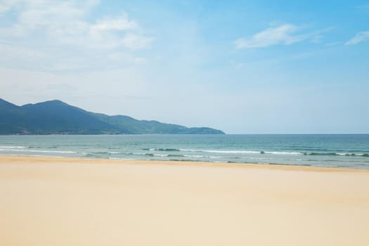 Tropical sandy beach at summer sunny day.