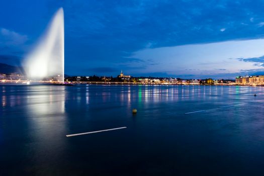 Jet d'Eau in Geneva. Geneva, Switzerland.