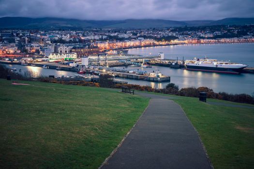 Panorama of Douglas on the Isle of Man. Douglas, Isle of Man.