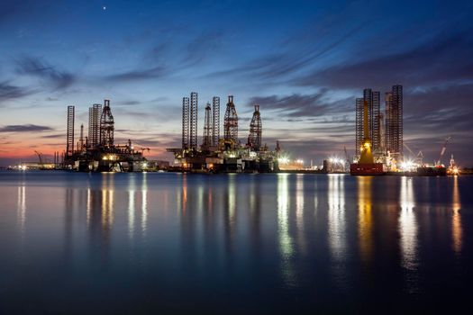 Harbor in Galveston at evening. Galveston, Texas, USA.