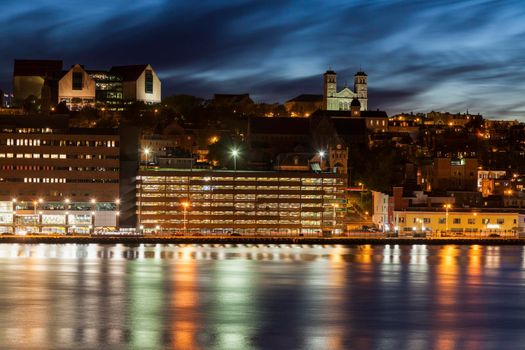 Panorama of St. John's at night. St. John's, Newfoundland and Labrador, Canada.