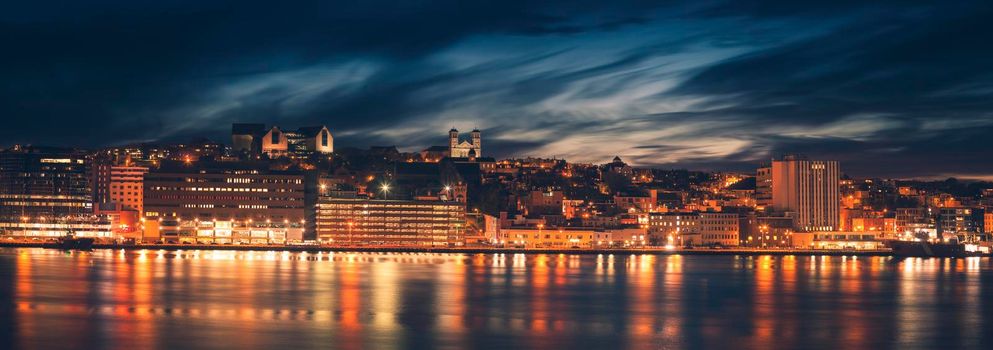 Panorama of St. John's at night. St. John's, Newfoundland and Labrador, Canada.