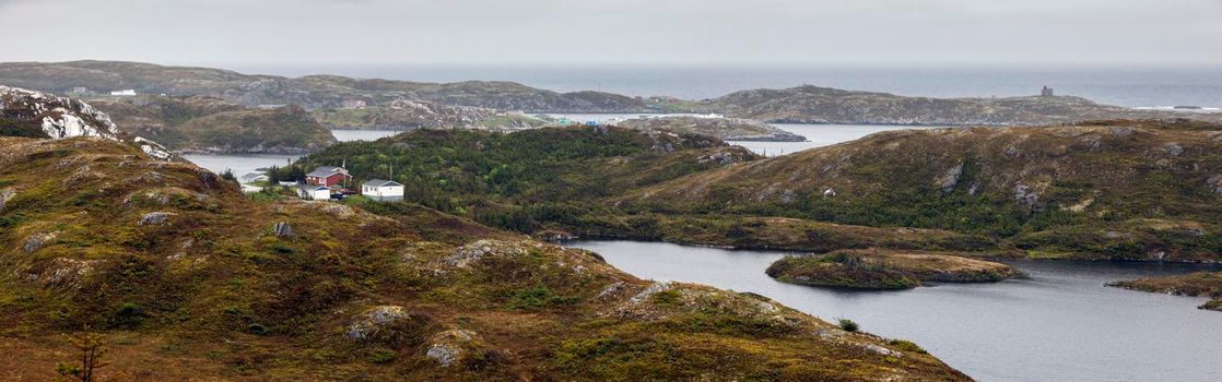 Panorama of Rose Blanche with the lighthouse, Newfoundland. St. John's, Newfoundland and Labrador, Canada.