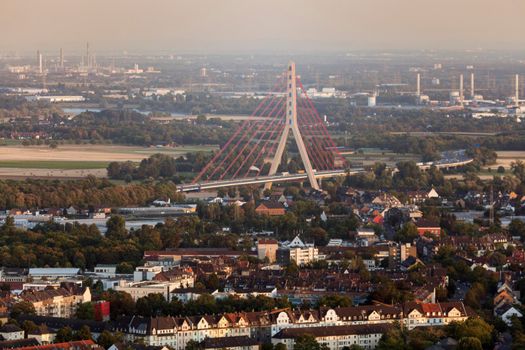 Aerial panorama of Dusseldorf. Dusseldorf, North Rhine-Westphalia, Germany.