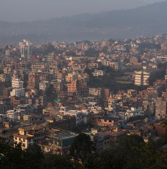 Kathmandu panoramic view from Swayambhunath. Tourism in Nepal