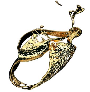 Melted gold or oil splashes isolated on white. 3d render, 3d illustration 