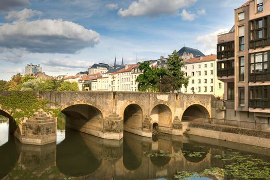 Architecture of Metz and Moselle River. Metz, Grand Est, France.