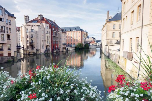 Architecture of Metz and Moselle River. Metz, Grand Est, France.