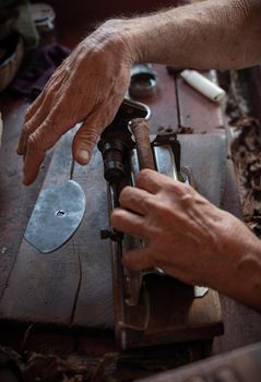 Cigar rolling or making by torcedor in cuba, Pinar del rio province