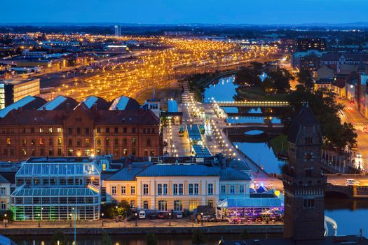 Aerial panorama of Malmo. Malmo, Scania, Sweden.