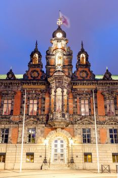 Malmo City Hall at night. Malmo, Scania, Sweden.