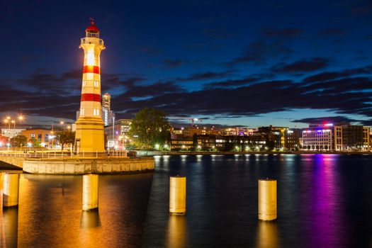 Lighthouse in Malmo. Malmo, Scania, Sweden.